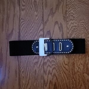 Guess Black Women's Metallic Stud Elastic Belt